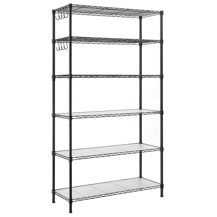6-Tier Storage Shelves with Shelf Liners and 8 Hooks