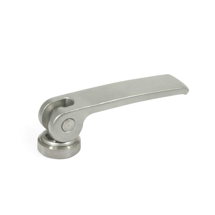 Clamping Lever with Eccentrical Cam, Tapped Type, Lever with Stainless Steel Components and Adjustable Contact Plate, M5 x 0.8" Thread