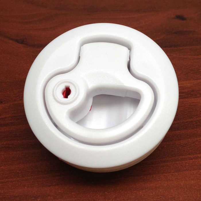 Locking White Plastic Flush Pull Slam Latch Lift 2 3/8"D