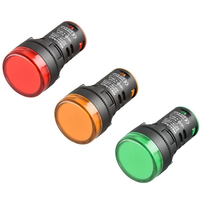 Indicator Light 22mm Panel Mount Red LED 220VAC