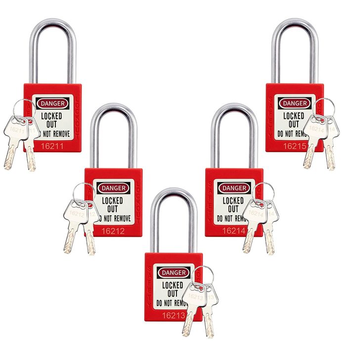5 Piece Red Loto Locks, Different Numbers per Lock