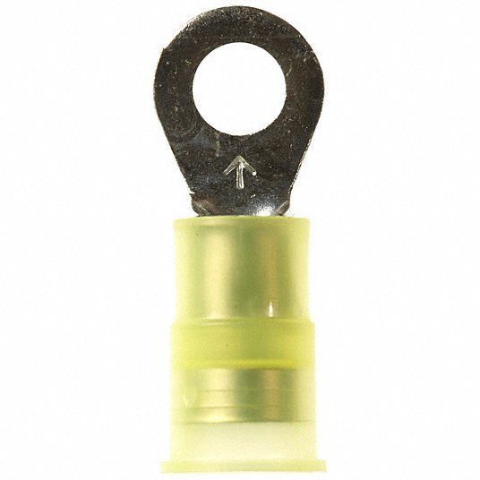 3M Ring Terminal, #10 Stud Size, 10 AWG, 1,000 V, Nylon Insulated, Yellow, Crimp Termination MNG10-10RK