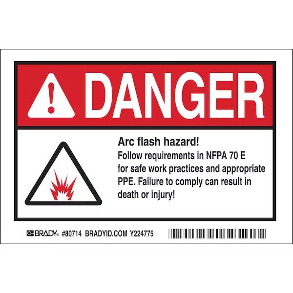 DANGER Polyester Arc Flash Protection Label, 4"Wx6"L