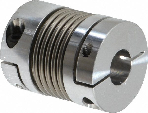 Flexible Coupling: Bellows Clamp, Aluminum Hub with Stainless Steel Bellows, 1/2" Pipe
