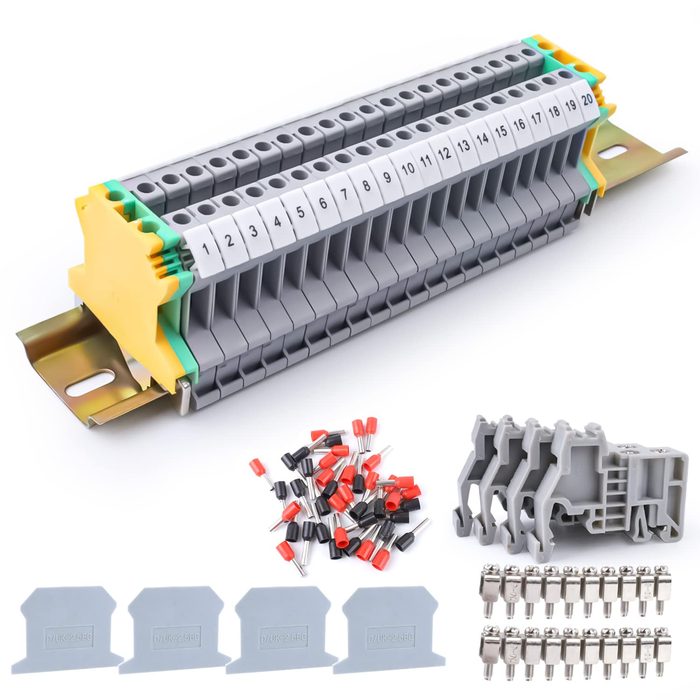 6 AWG 10.2mm Gray DIN Rail Mount Terminal Block