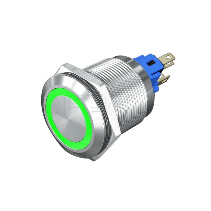 22mm Latching Retention Stainless Steel Ring Illumination Push Button Switch