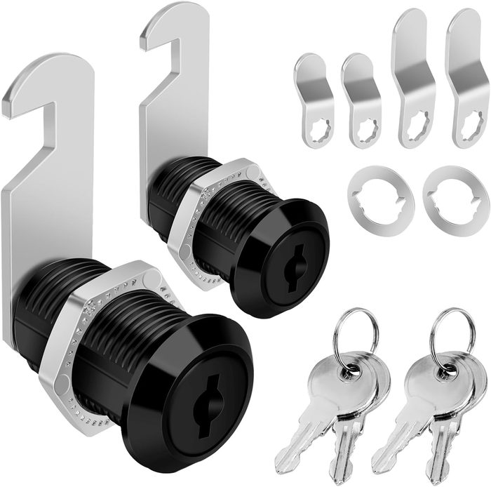 Cam Lock Cabinet Lock, Keyed Alike, Black Finish, 3/4 inch Cylinder
