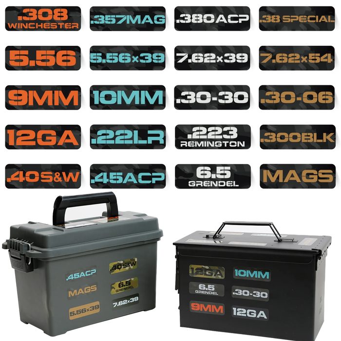Ammo Can Vinyl Sticker Set Caliber Decal Labels