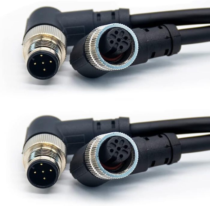 M12 5 Pin Female A-Code Right Angle Connector