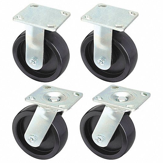 Rigid/Swivel, No Brake, Plate Casters