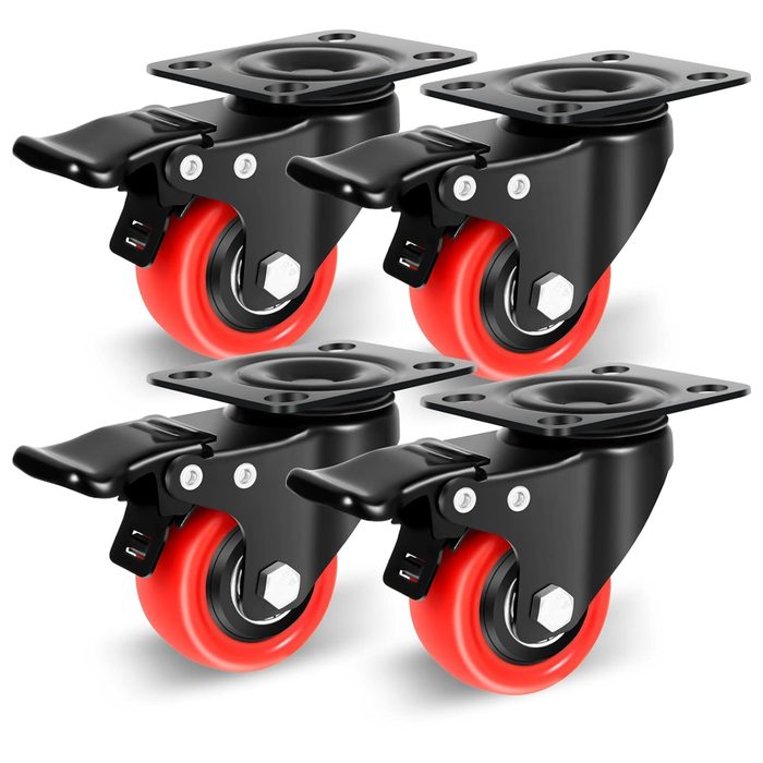 Durable Medium-Sized Locking Casters with Quiet Polypropylene Wheels