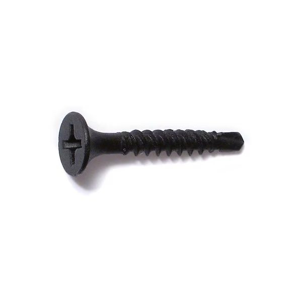#6 x 1 in Self-Drilling Screw, Black Phosphate Flat Head