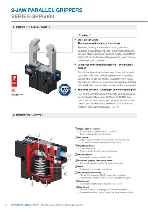 First page of 2-JAW PARALLEL GRIPPERS SERIES GPP5000