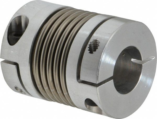 Flexible Coupling: Bellows Clamp, Aluminum Hub with Stainless Steel Bellows, Minimum Bore Diameter 1/2"