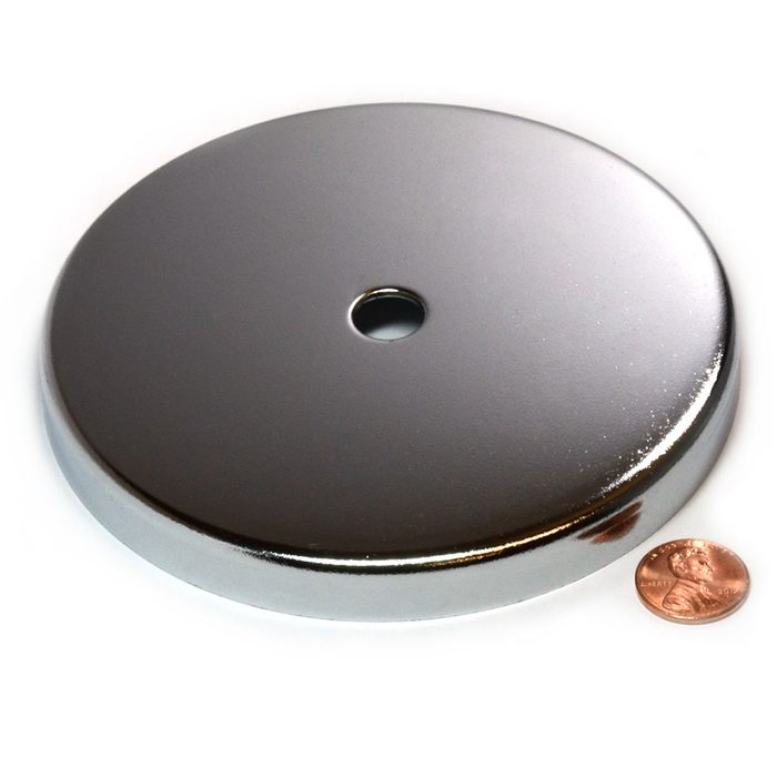 RB90 C8 Ceramic Ferrite Round Base Magnet with Anti-Corrosion Chrome Plated Steel Cup