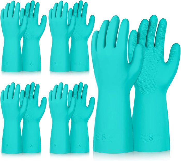 Reusable Green Nitrile Rubber Chemical Resistant Gloves