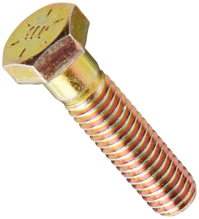 Hex Head Tap Bolt, Grade 8, 1 inch-8, Zinc Yellow Steel, 7-1/2 inch L