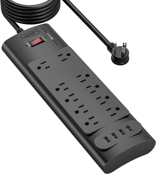 UL Listed 10-Outlet Surge Protector Power Strip with USB