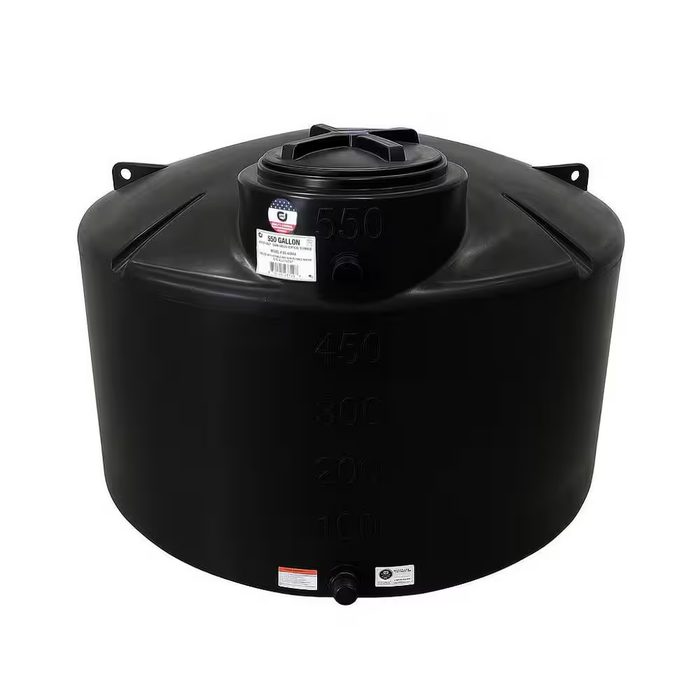 550 Gal. Black Polyethylene Vertical Water Storage Tank
