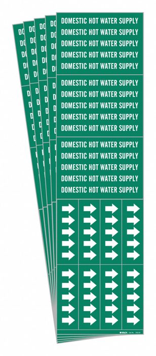 Pipe Marker, Domestic Hot Water, 2 1/2 - 7 7/8" Pipe Diameter