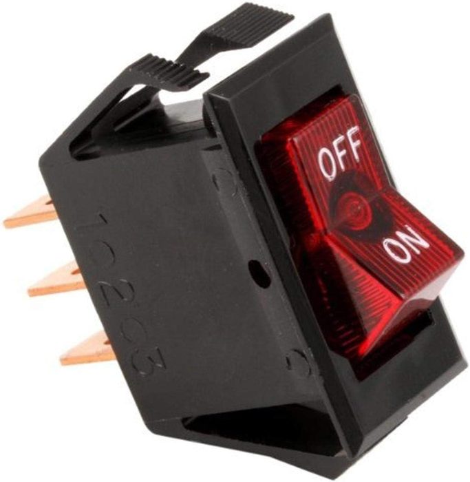 Rocker Switch SPST ON/OFF Red Lighted