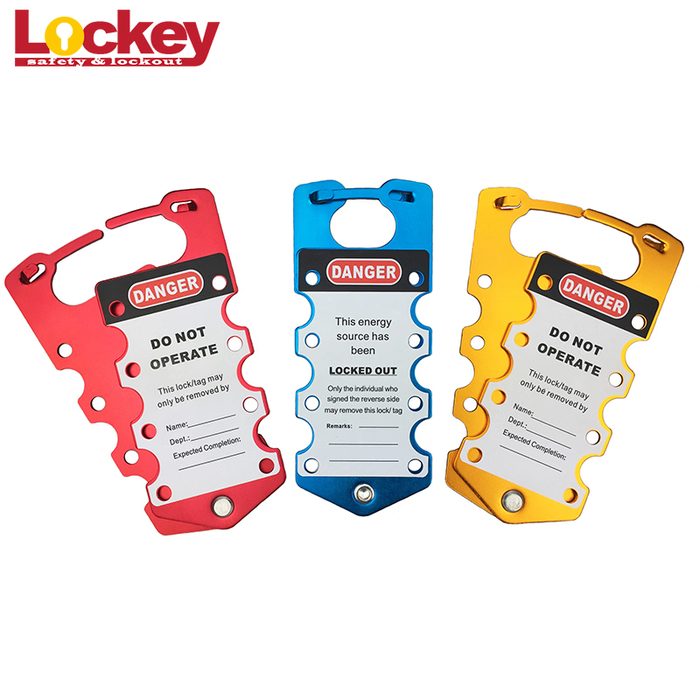 3" Assorted Aluminum Labeled Lockout Hasp