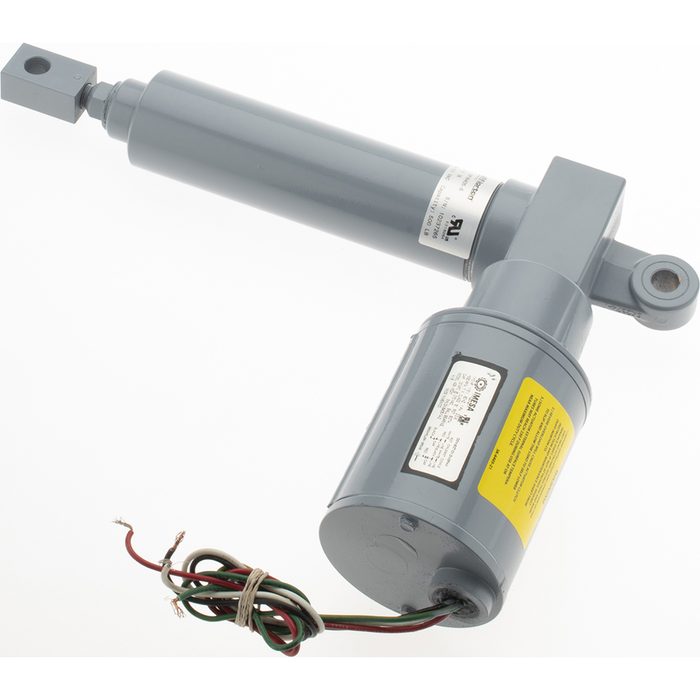 Linear Electromechanical Actuator with Slip Clutch, 6" Stroke, 25% Duty Cycle, 115V AC Input, 0.58"/sec, 500 lb Capacity