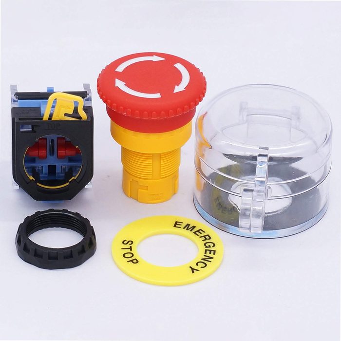 22-1/2mm Red Polycarbonate Electrical Risk Push Button E-Stop Safety Cover