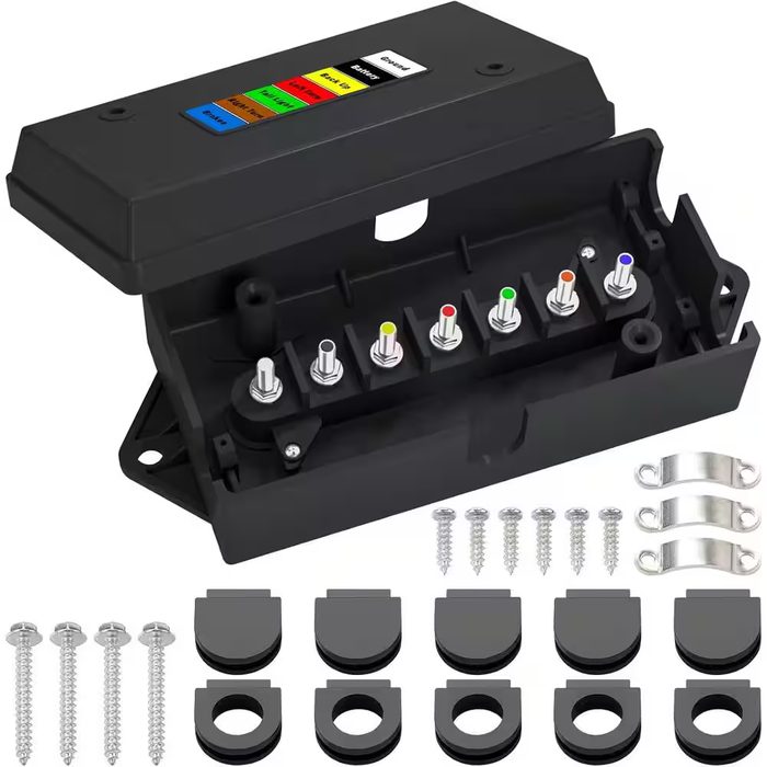 ABS Electrical Junction Box With 7 Color Coded Terminals