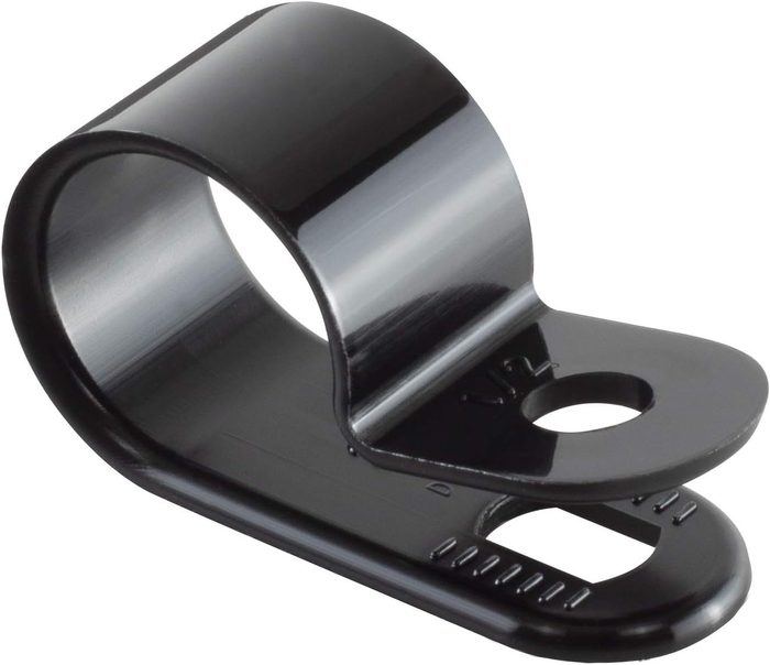 Black Nylon Plastic Cable Clamps, Screw Mounts for Cable, Rope, Tube Management