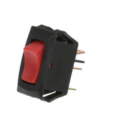 Lighted Rocker Switch, 9/16" X 1-1/8" Hole, SPST, 16A/125V, 10A/250V, Red Light/Red Rocker/Black Body