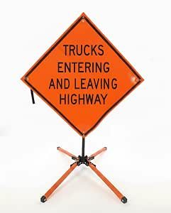 Roll Up Safety Sign - Trucks Entering Roadway