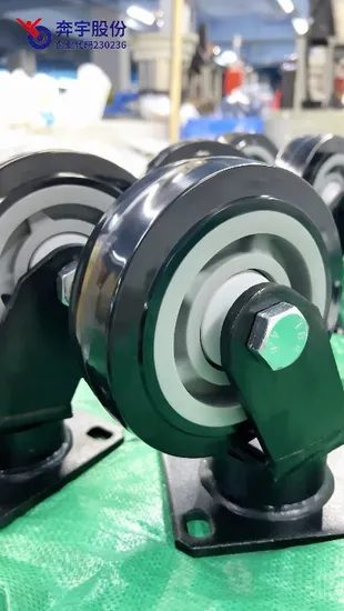 Red Polyurethane and Steel Swivel Plate Locking Caster Wheel