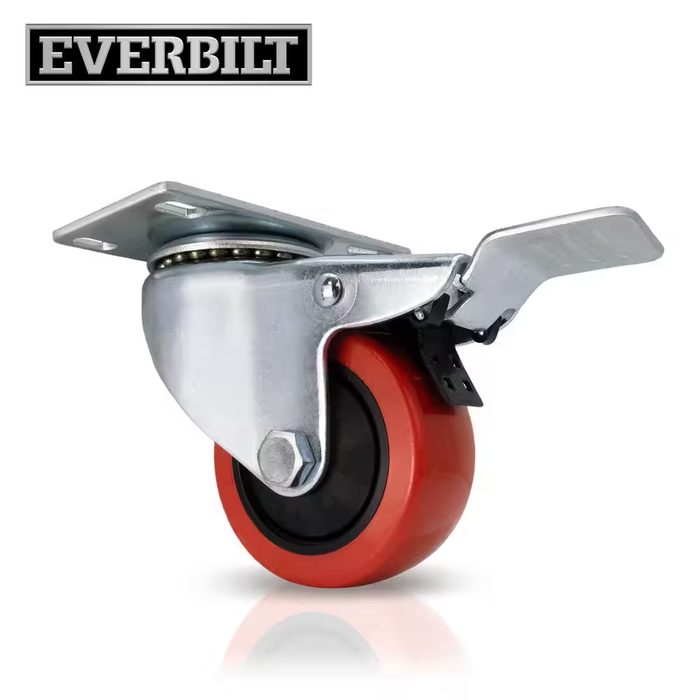 3 Inch Red PVC Home Appliance Moving Rolling Furniture Locking Caster