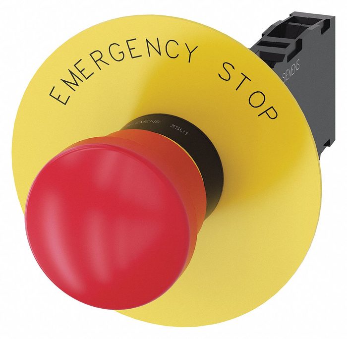 Emergency Stop Push Button: Non-Illuminated, Mushroom Head