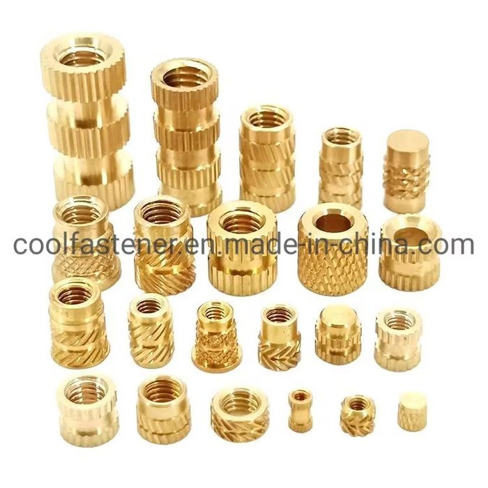 M2 M3 M4 M5 M6 M8 Knurled Brass Heat Staking Threaded Inserts Brass Insert Nut for Injection Molding