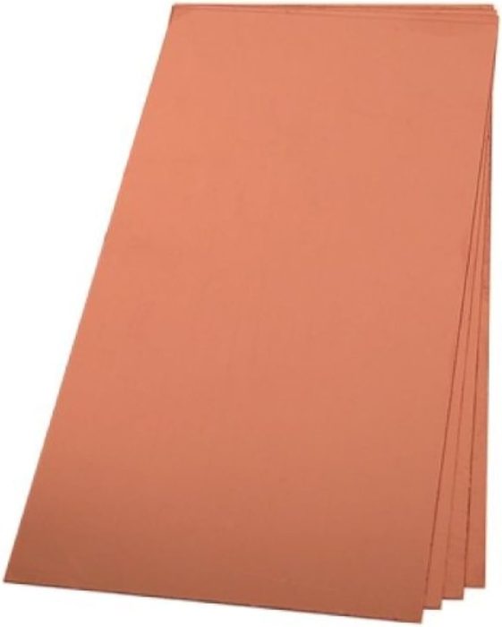 Pure Copper Sheet, 8 x 12 Inch, 24 Gauge (0.5mm), Film Attached