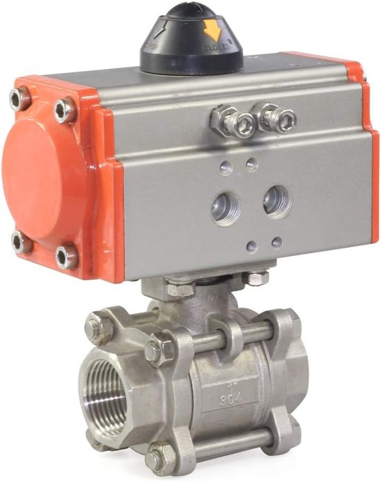 3/4" Pneumatic Actuated Ball Valve, Double Acting 3-Piece