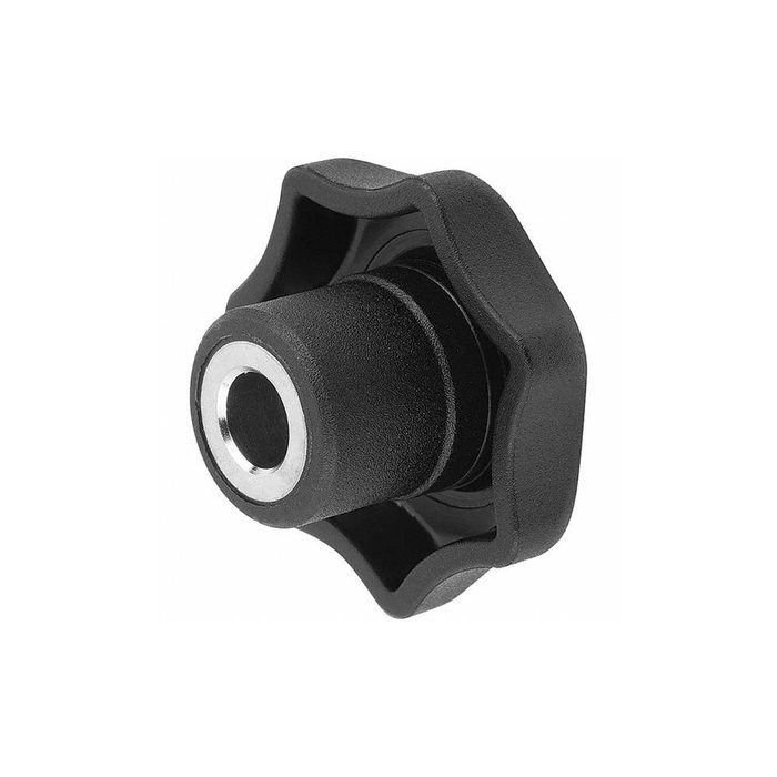 Star Knob, 25.00 mm Head Dia, 7-Point, Thermoplastic Elastomer, Black