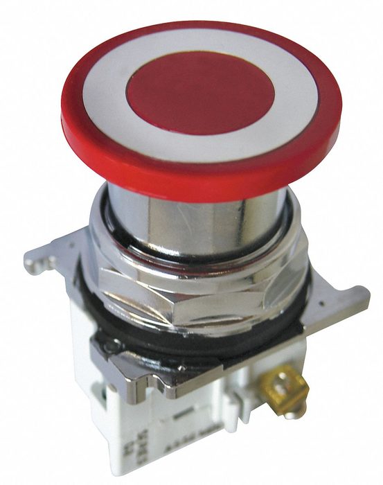 Emergency Stop Push Button: Non-Illuminated, Mushroom Head