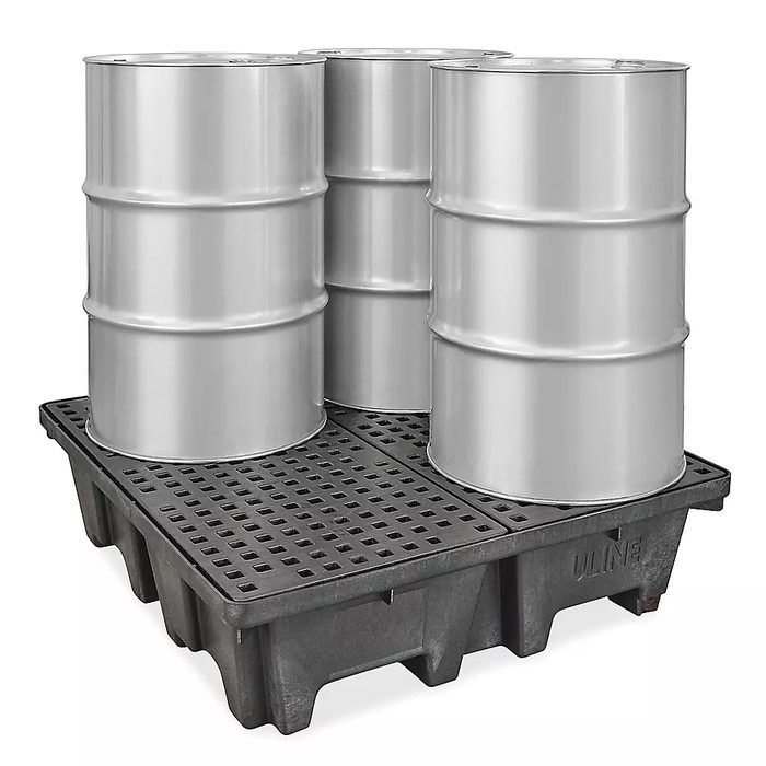 4 Drum Black Spill Containment Pallet