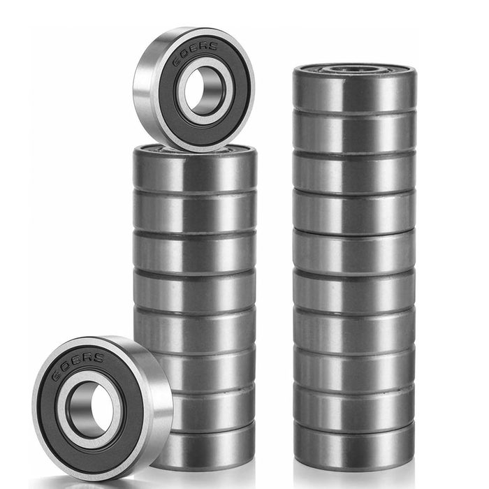 608 2RS Ball Bearings – Bearing Steel and Double Rubber Sealed Miniature Deep Groove Ball Bearings (8mm x 22mm x 7mm)
