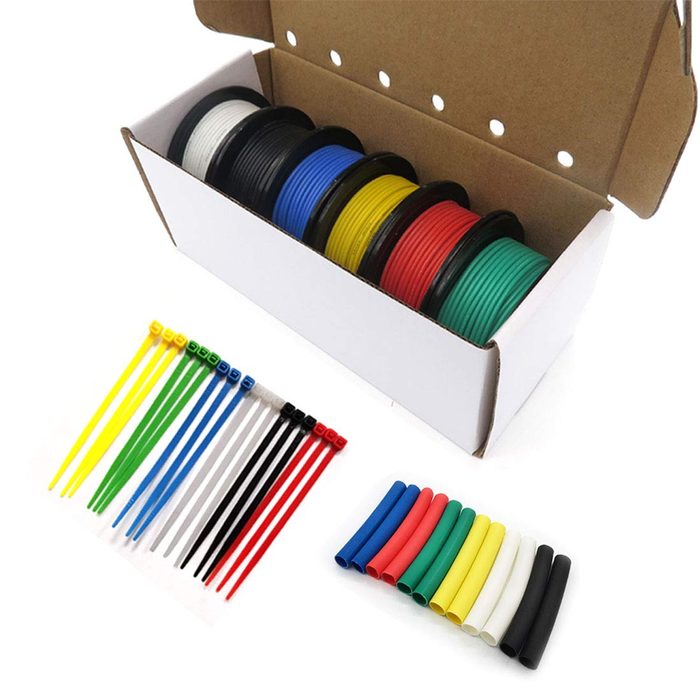 12 AWG Stranded Silicone Wire Spool, 5ft Each, 6 Colors