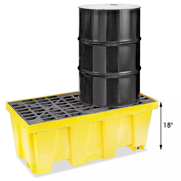 2 Drum Spill Containment Pallet with Drain
