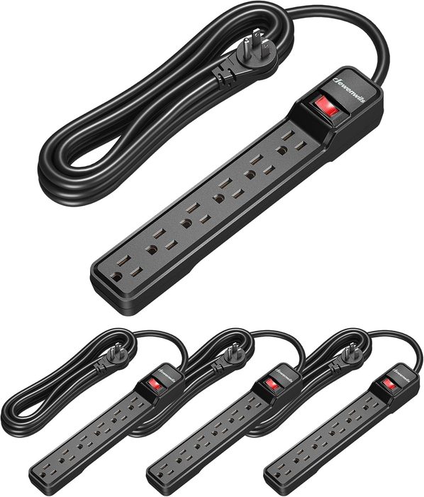 6-Outlet Surge Protector Power Strip, 15 Ft., Black