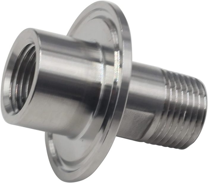 Clamp-style Pipe Fitting with 1/2 NPT External Thread
