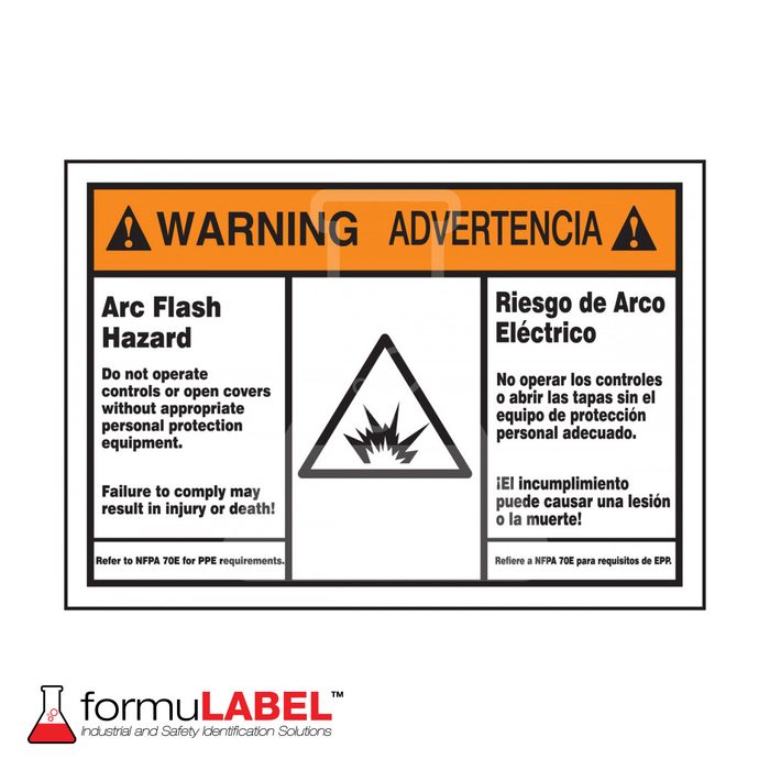 Arc Flash Danger ANSI-Eng/Sp-Label, 3.5x5