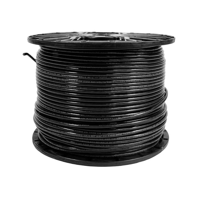 12 Gauge THHN Stranded Copper Wire, Black, 500 ft.