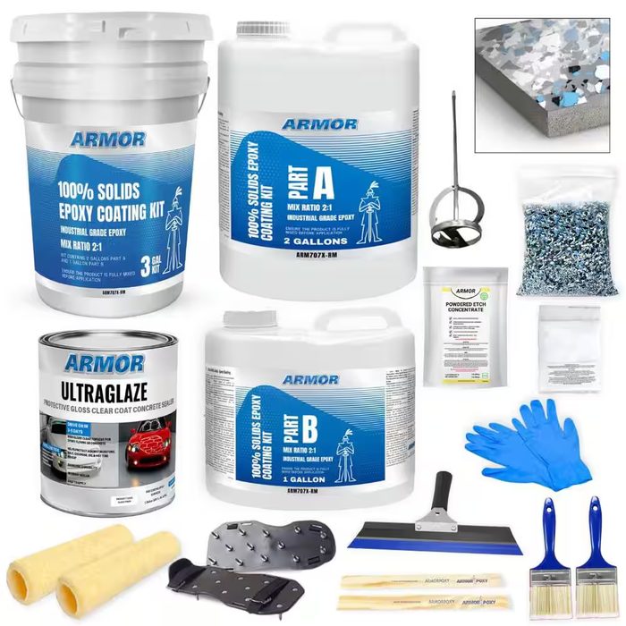 3 gal. Gray Gloss 2-Part 600 sq.ft. Epoxy Kit