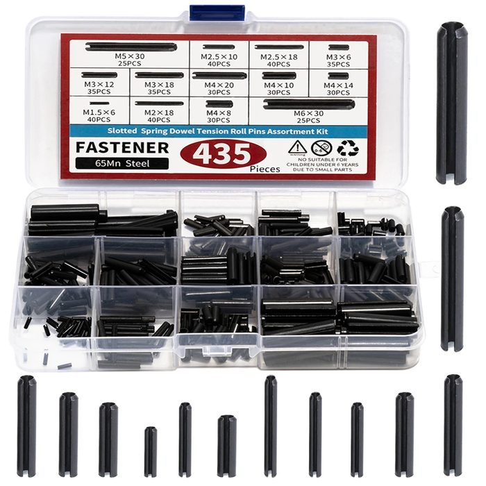 Roll Pin Set Elastic Cylindrical Cotter Pins Hollow Positioning Pin Assortment Kit Slotted Spring Pin